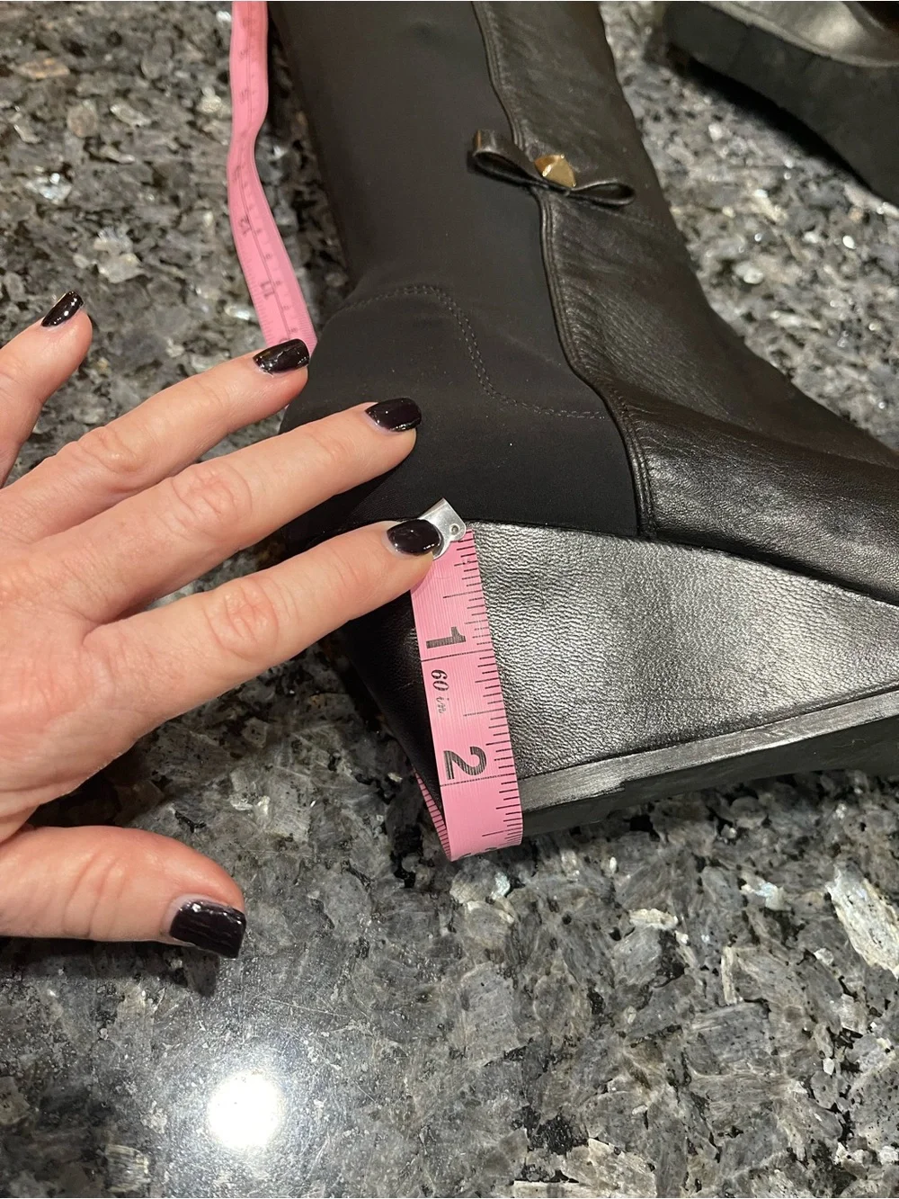 kate spade Black Castina Wedge Boots Leather Knee High 11 Italy